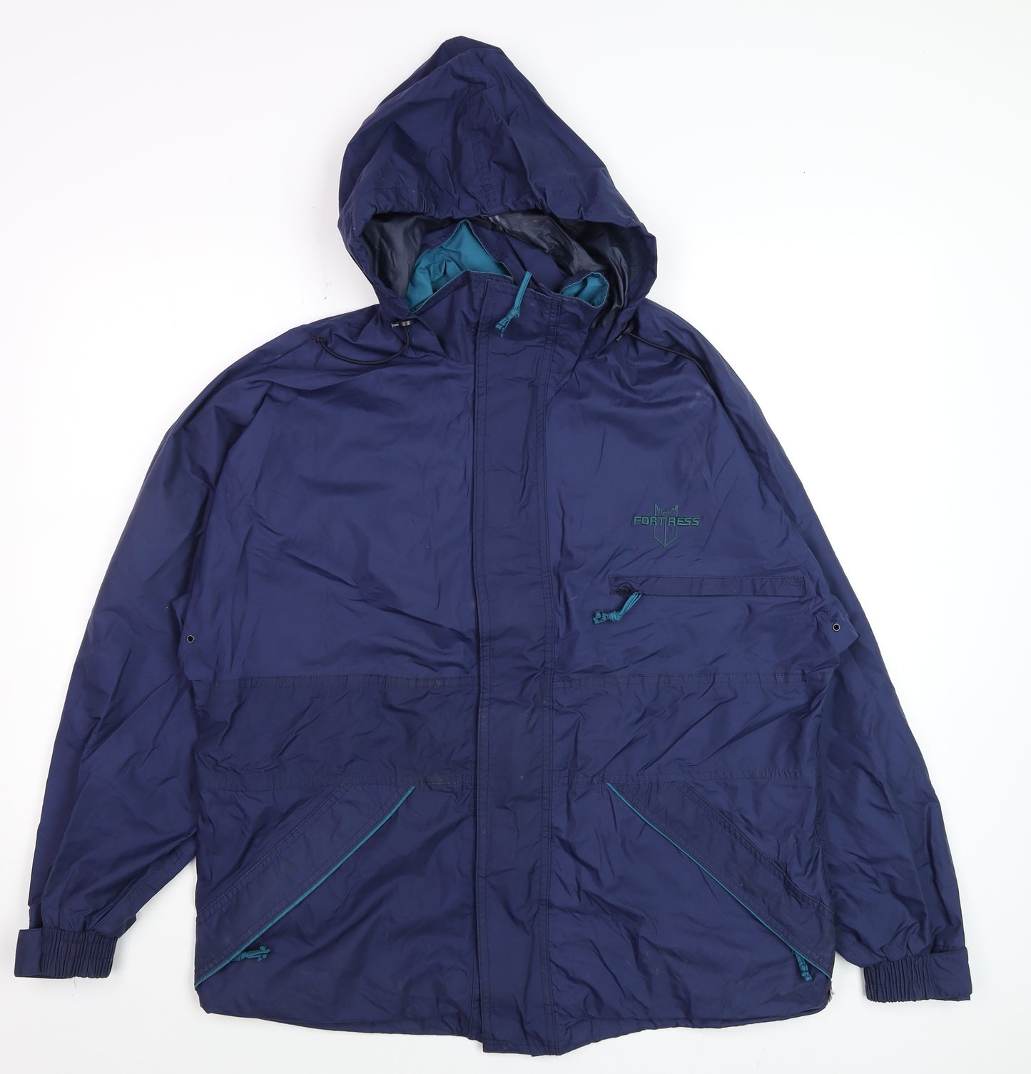 Fortress by Castle Men's Blue XS Waterproof Hooded Rain Jacket