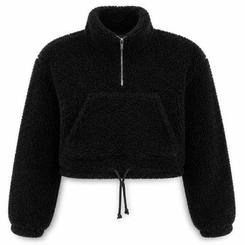 Topshop Women's Black Fleece 1/2 Zip Pullover Hoodie UK 6