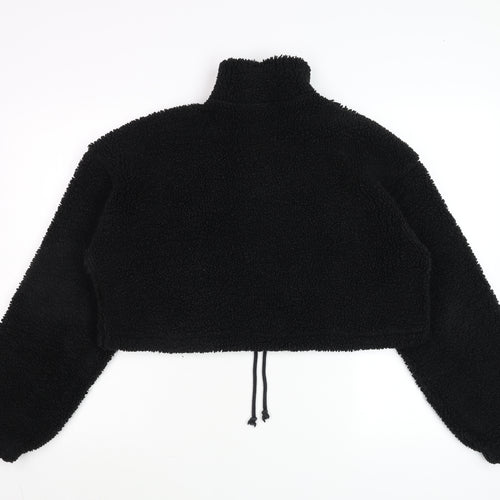 Topshop Women's Black Fleece 1/2 Zip Pullover Hoodie UK 6