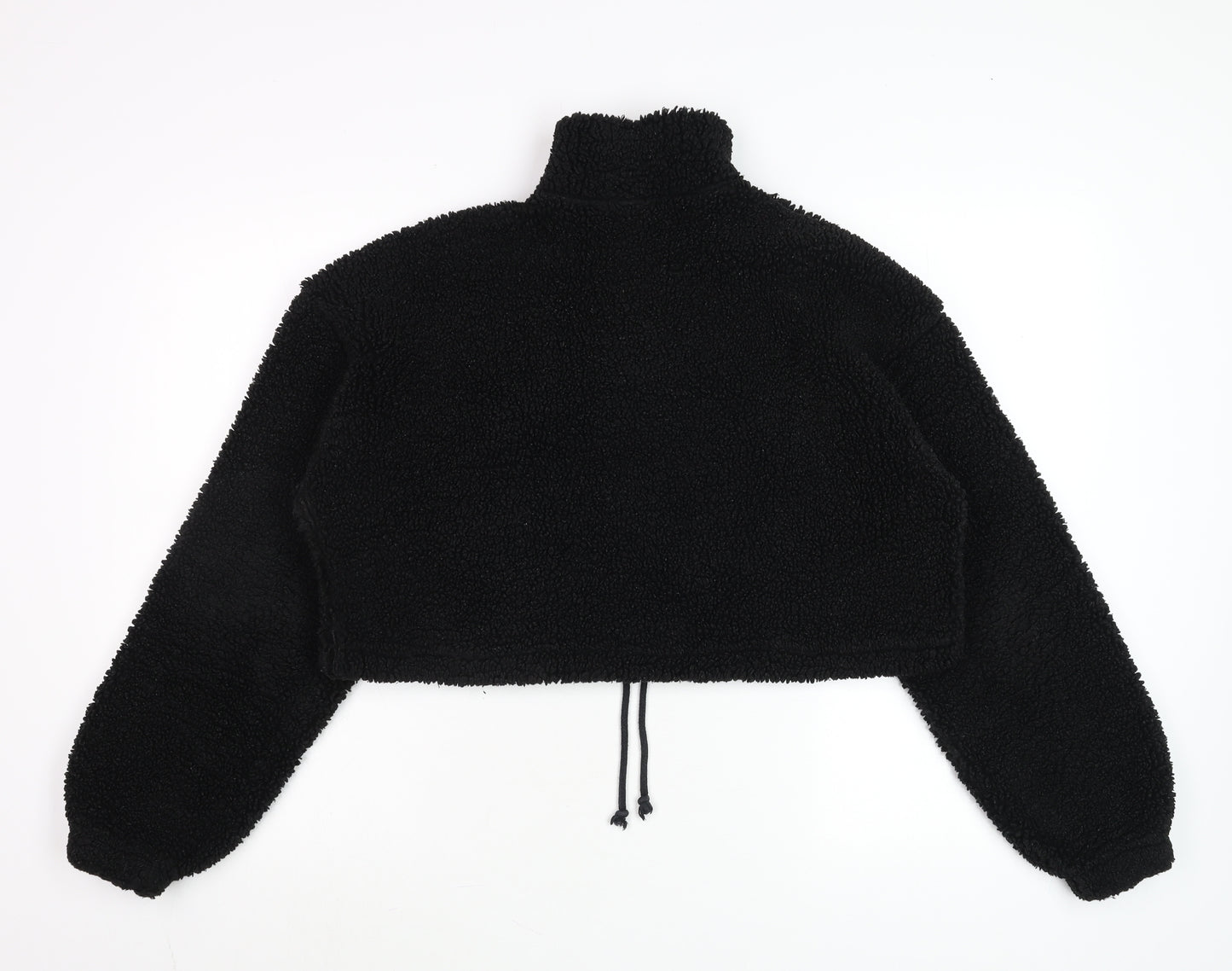 Topshop Women's Black Fleece 1/2 Zip Pullover Hoodie UK 6