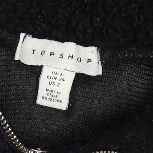 Topshop Women's Black Fleece 1/2 Zip Pullover Hoodie UK 6