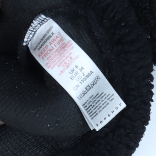 Topshop Women's Black Fleece 1/2 Zip Pullover Hoodie UK 6