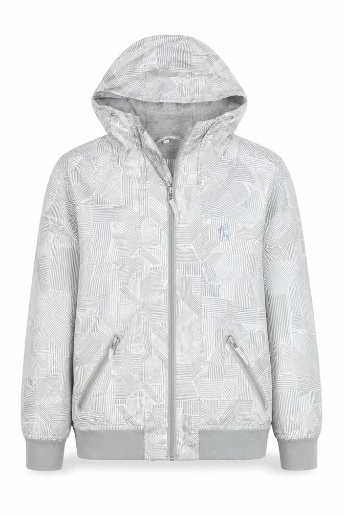 Front view of Red Herring Generation boys’ grey hooded windbreaker jacket 12 years