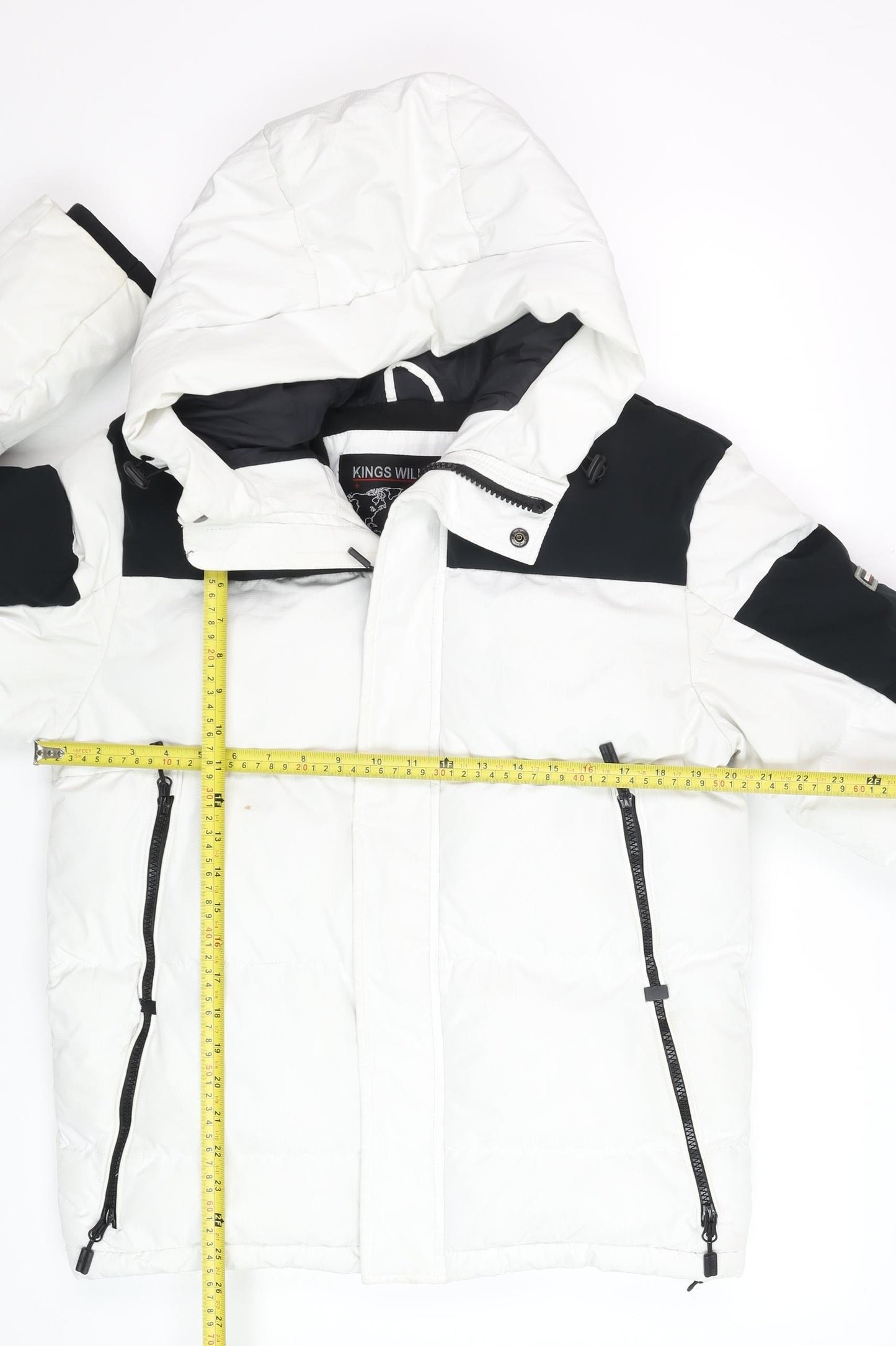 Kings Will Dream Men's White Hooded Puffer Jacket Size S Winter Warm Coat