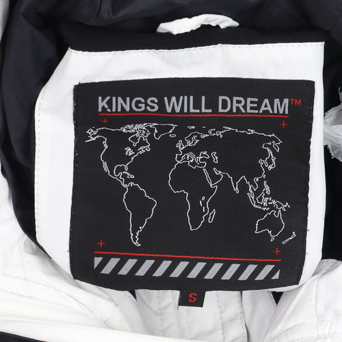 Kings Will Dream Men's White Hooded Puffer Jacket Size S Winter Warm Coat