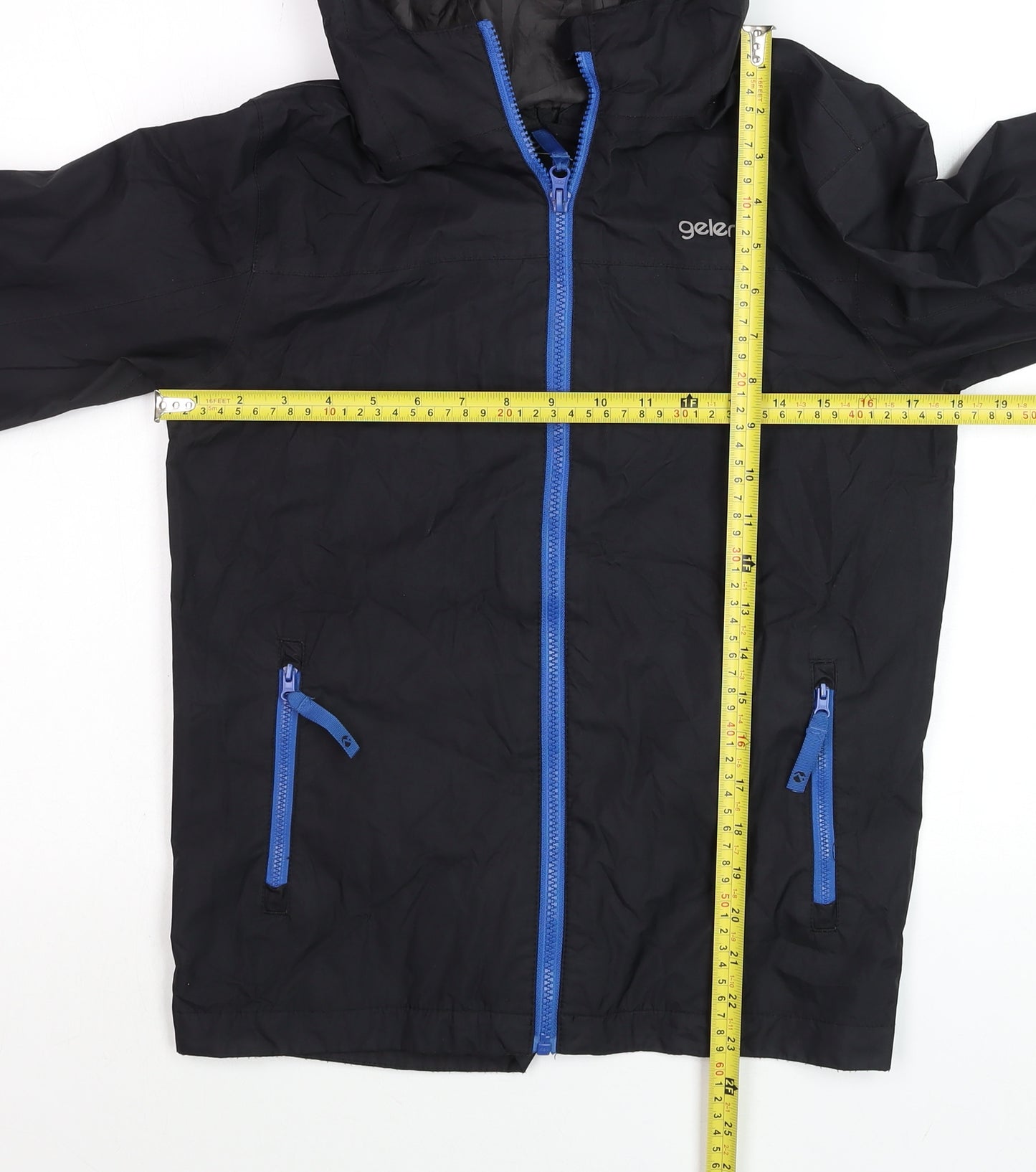 Gelert Boys Black Hooded Waterproof Rain Coat Jacket 11-12 Years