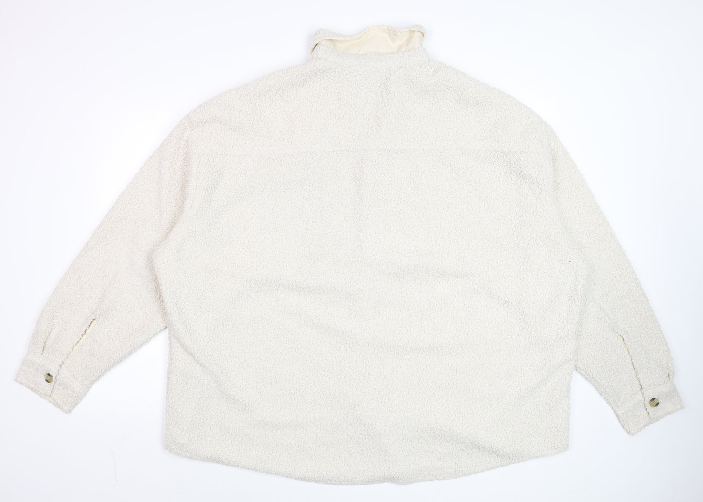 ASOS DESIGN Men’s Ivory Fleece Button Jacket XL Relaxed Fit