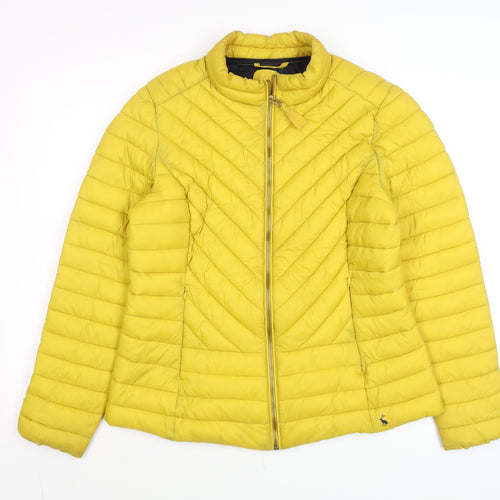 Joules Women Yellow Puffer Jacket Size 14 Quilted Lightweight Coat