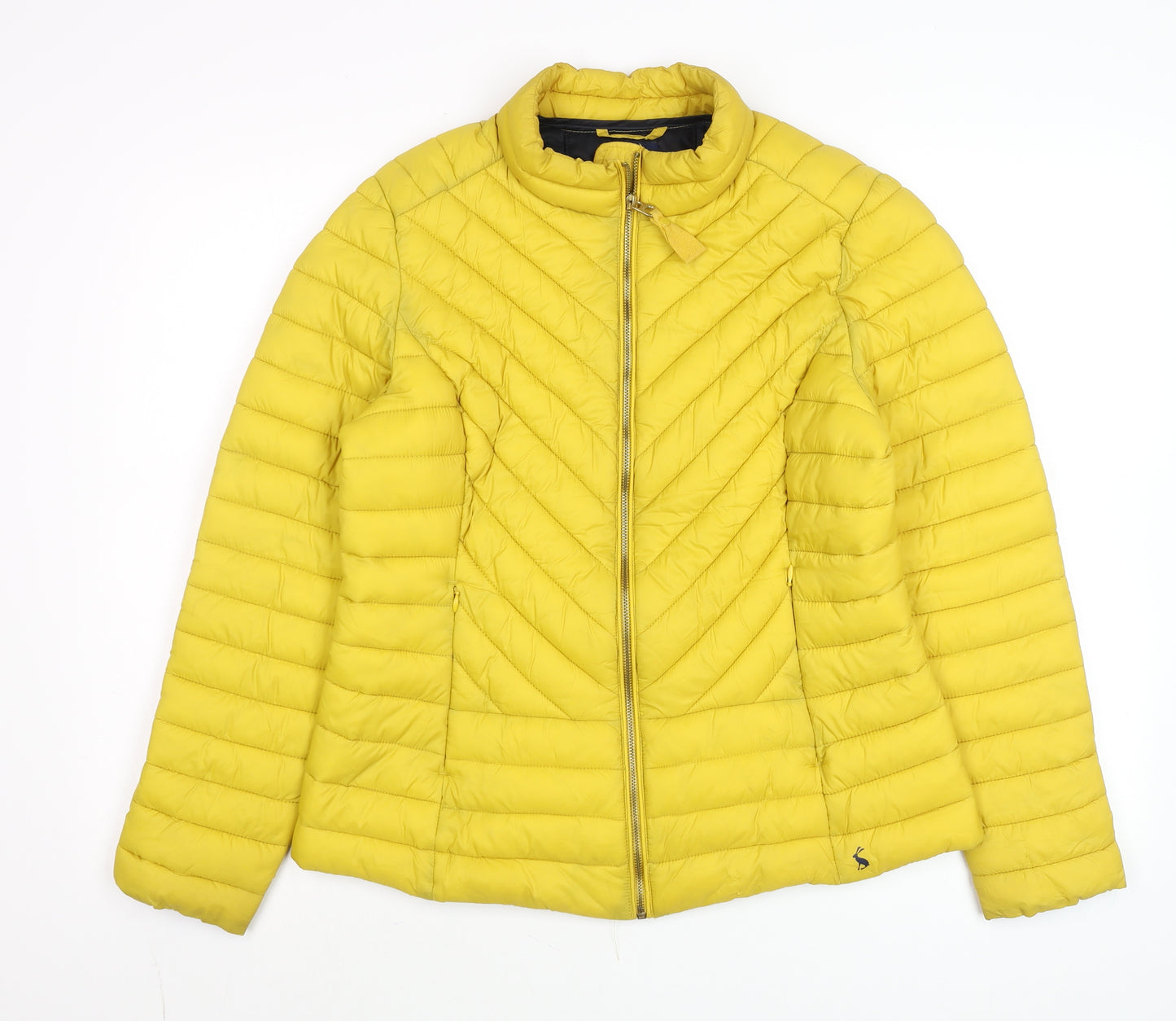 Joules Women Yellow Puffer Jacket Size 14 Quilted Lightweight Coat