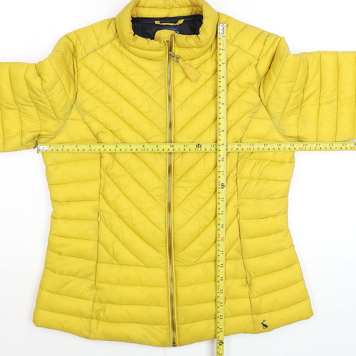Joules Women Yellow Puffer Jacket Size 14 Quilted Lightweight Coat