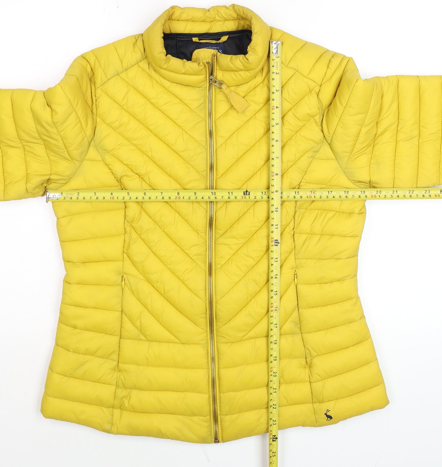 Joules Women Yellow Puffer Jacket Size 14 Quilted Lightweight Coat