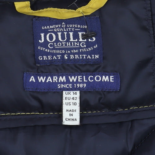 Joules Women Yellow Puffer Jacket Size 14 Quilted Lightweight Coat