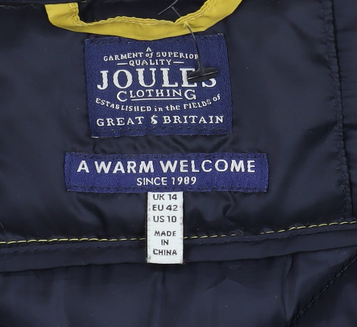 Joules Women Yellow Puffer Jacket Size 14 Quilted Lightweight Coat
