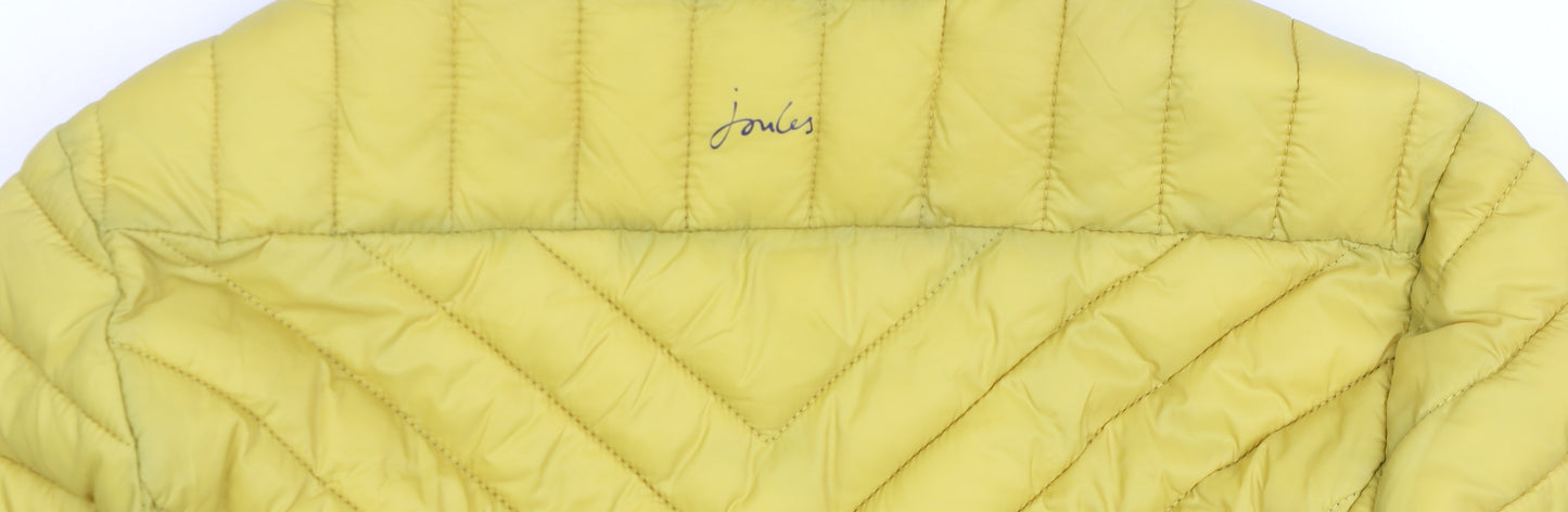 Joules Women Yellow Puffer Jacket Size 14 Quilted Lightweight Coat