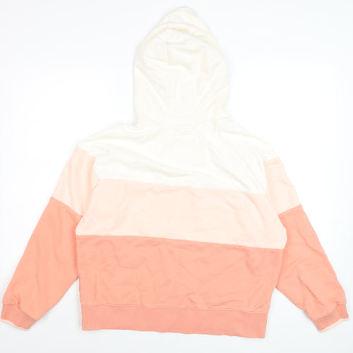 Diesel Womens Peach Colourblock Hoodie Size L Cotton Pullover