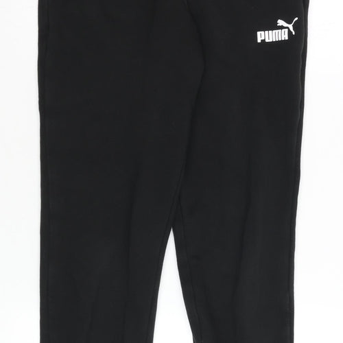 Puma Boys Black Jogger Trousers 11-12 Years Cotton Blend Fleece Pants