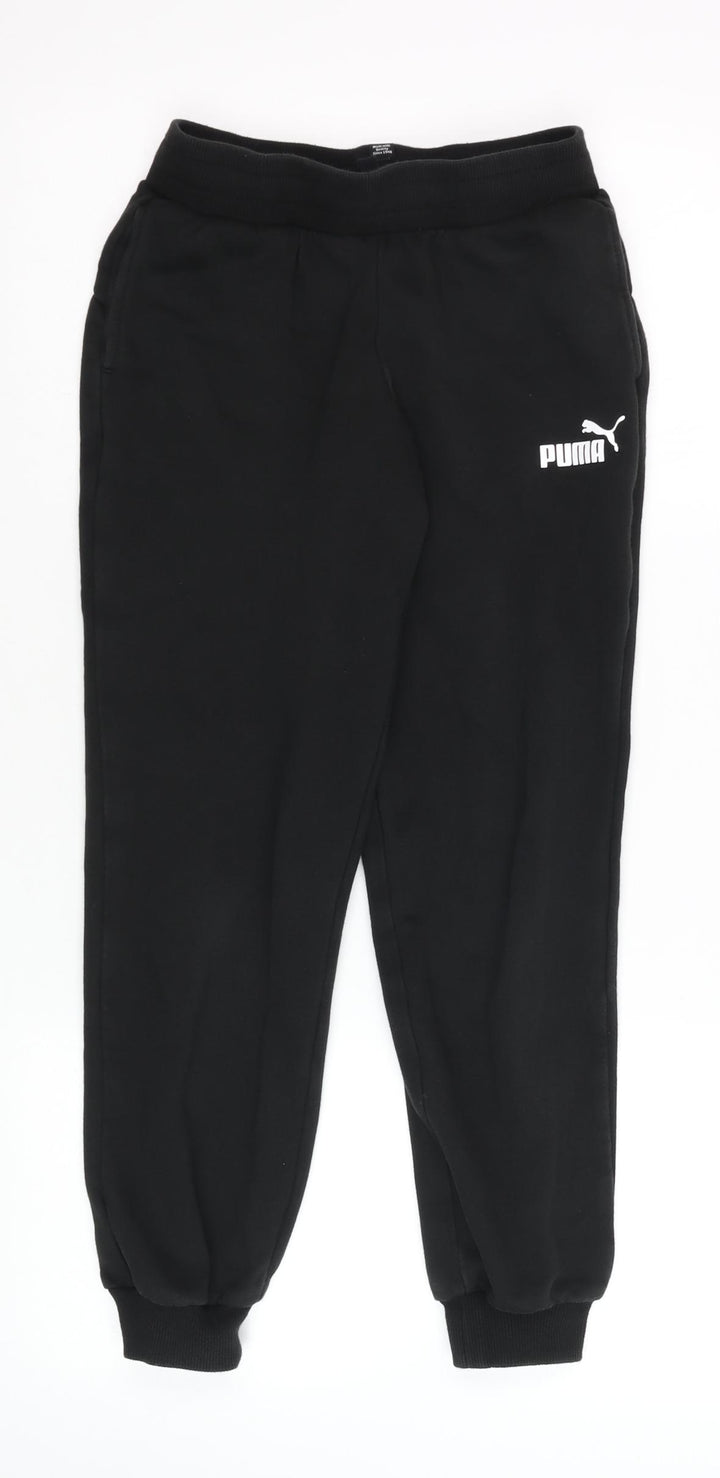 Puma Boys Black Jogger Trousers 11-12 Years Cotton Blend Fleece Pants