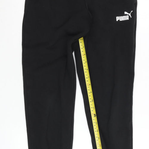 Puma Boys Black Jogger Trousers 11-12 Years Cotton Blend Fleece Pants