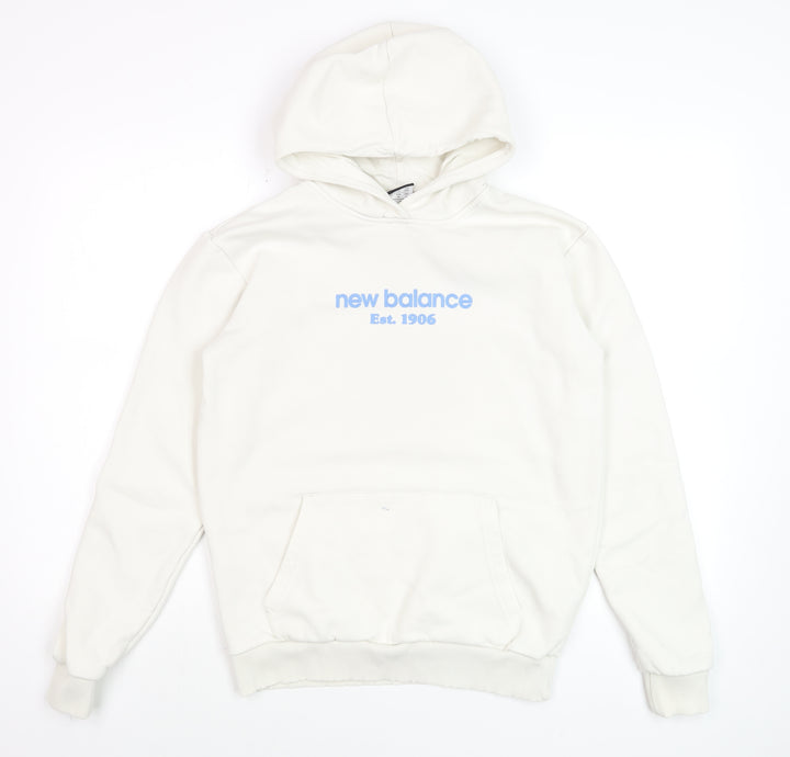 New Balance Men's White Pullover Hoodie XS Fleece Graphic Logo