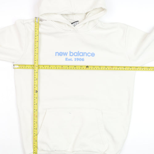 New Balance Men's White Pullover Hoodie XS Fleece Graphic Logo