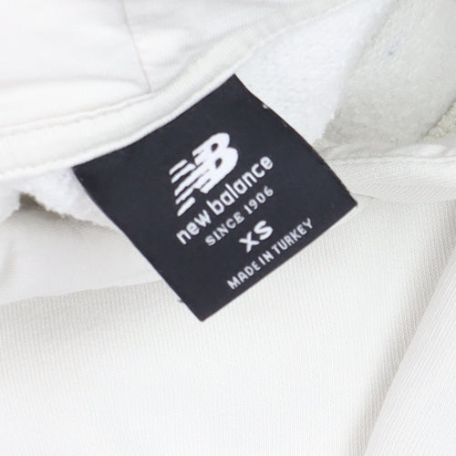 New Balance Men's White Pullover Hoodie XS Fleece Graphic Logo