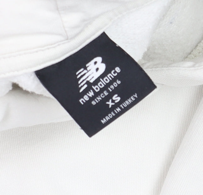 New Balance Men's White Pullover Hoodie XS Fleece Graphic Logo