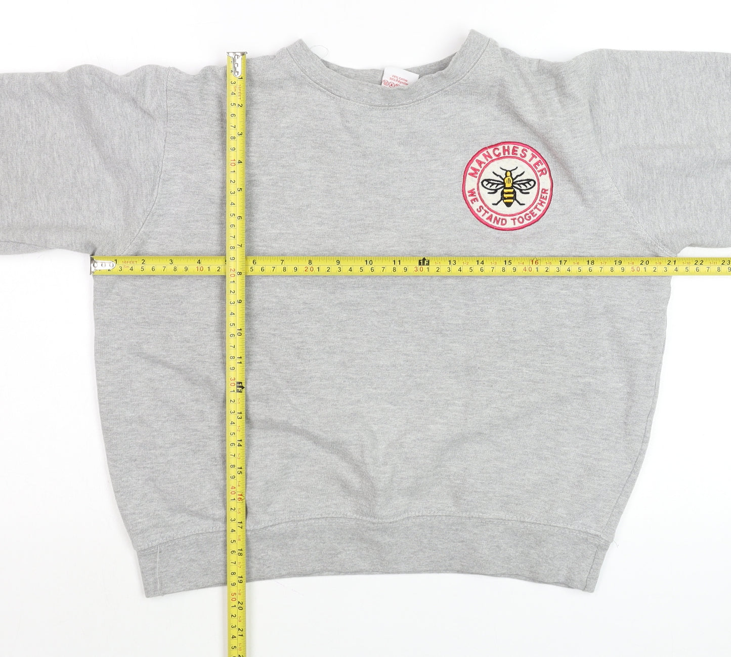 Manchester Souvenirs Grey Sweatshirt Men S Crew Neck Pullover Bee Logo