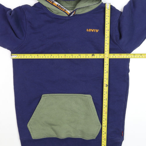 Levi's Boys Blue & Green Pullover Hoodie 14 Years Cotton Blend Logo Detail