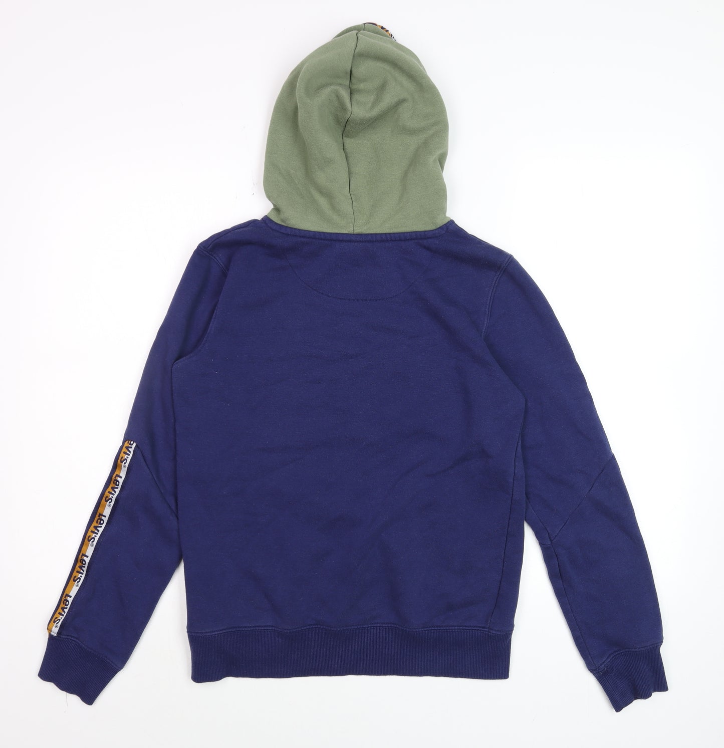 Levi's Boys Blue & Green Pullover Hoodie 14 Years Cotton Blend Logo Detail