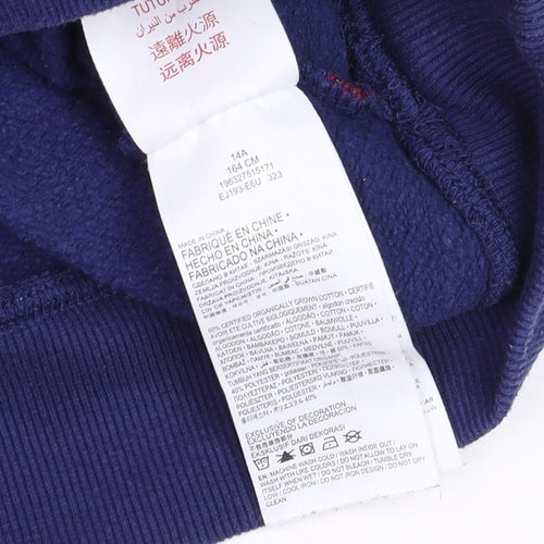 Levi's Boys Blue & Green Pullover Hoodie 14 Years Cotton Blend Logo Detail