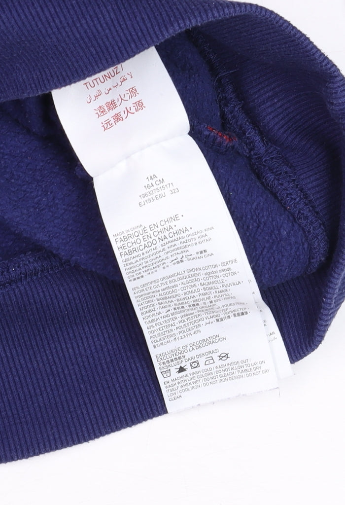 Levi's Boys Blue & Green Pullover Hoodie 14 Years Cotton Blend Logo Detail