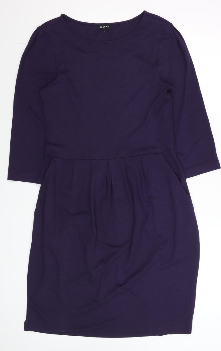 Jaeger Women’s Purple Wool Blend Shift Dress Size 12