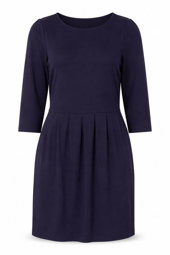 Front view of Jaeger Women’s Purple Wool Blend Shift Dress, size UK 12