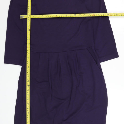 Jaeger Women’s Purple Wool Blend Shift Dress Size 12