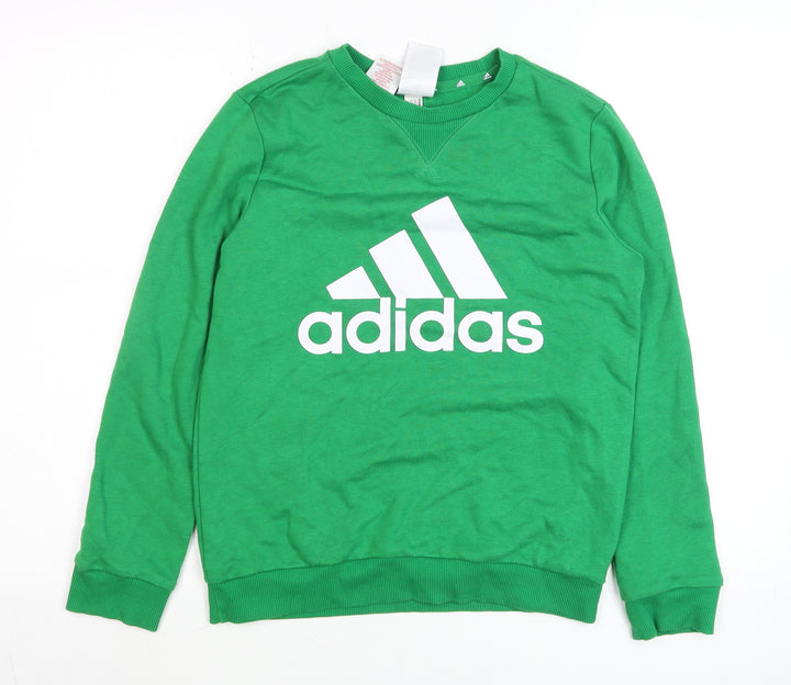 Adidas Boys Green Crew Neck Pullover Sweatshirt 11-12 Years