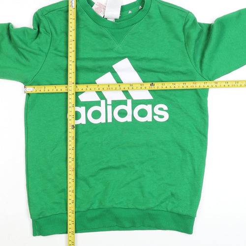 Adidas Boys Green Crew Neck Pullover Sweatshirt 11-12 Years