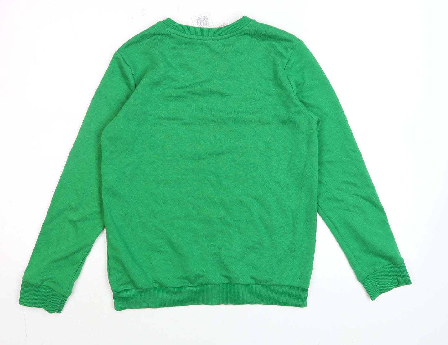 Adidas Boys Green Crew Neck Pullover Sweatshirt 11-12 Years