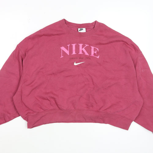 Nike Womens Pink Crew Neck Pullover Sweatshirt XL Relaxed Fit