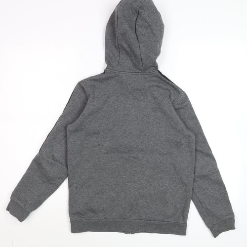 Adidas Boys Grey Full Zip Hoodie 11-12 Years Sporty Cotton Blend