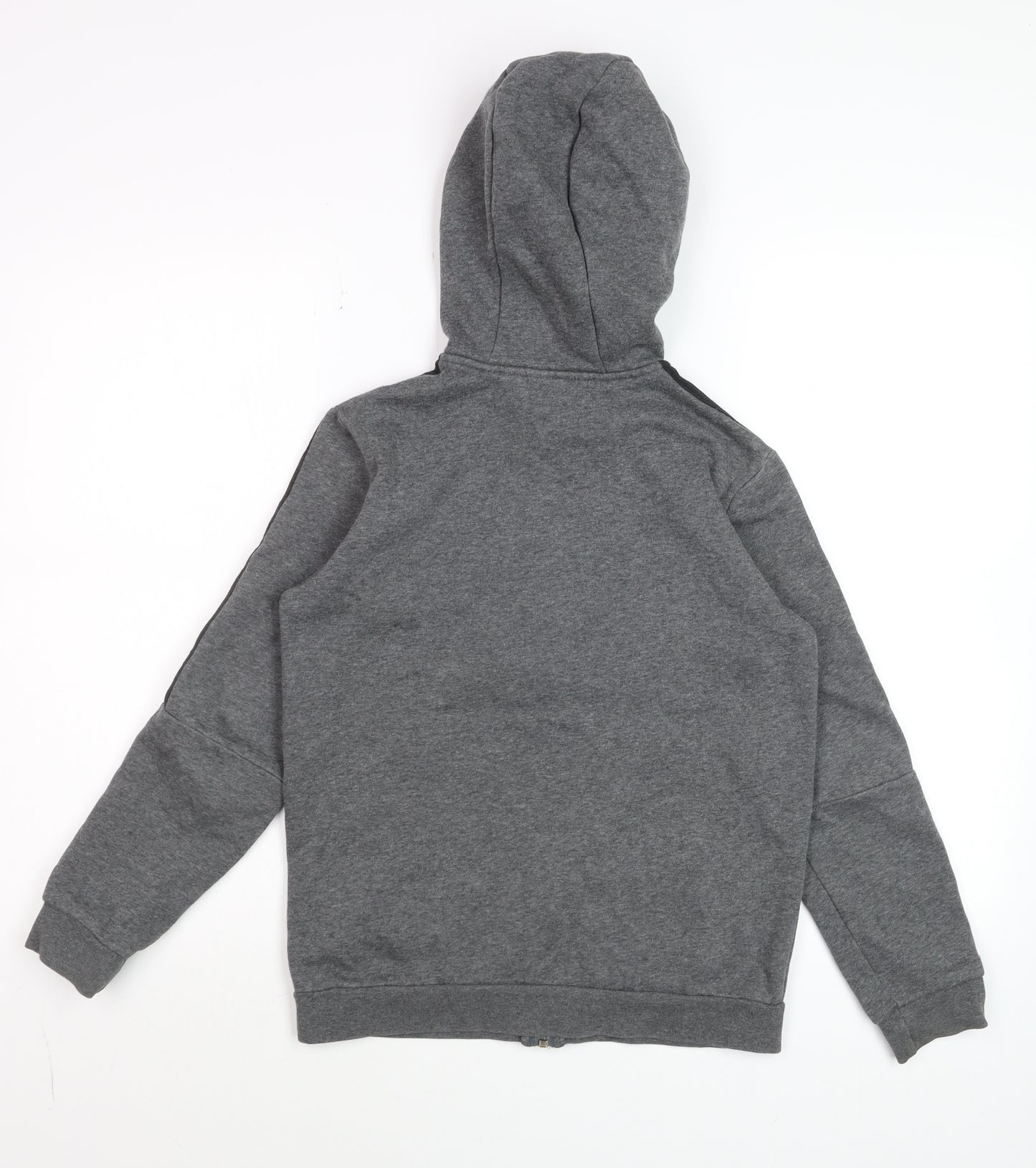 Adidas Boys Grey Full Zip Hoodie 11-12 Years Sporty Cotton Blend