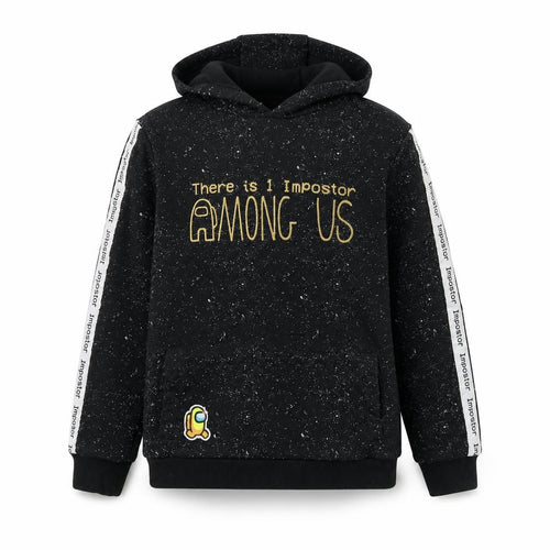 Among Us Boys Black Hoodie 11-12 Years Pullover Cotton Graphic Print