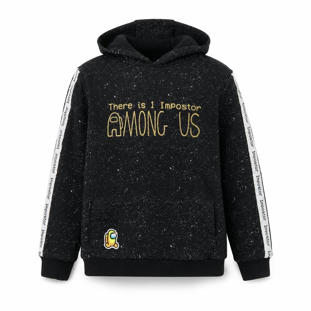 Among Us Boys Black Hoodie 11-12 Years Pullover Cotton Graphic Print
