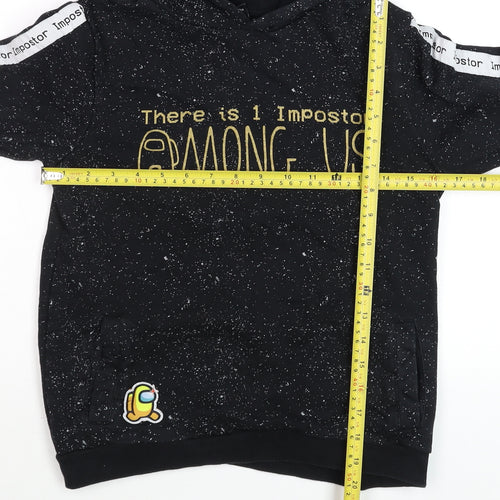 Among Us Boys Black Hoodie 11-12 Years Pullover Cotton Graphic Print
