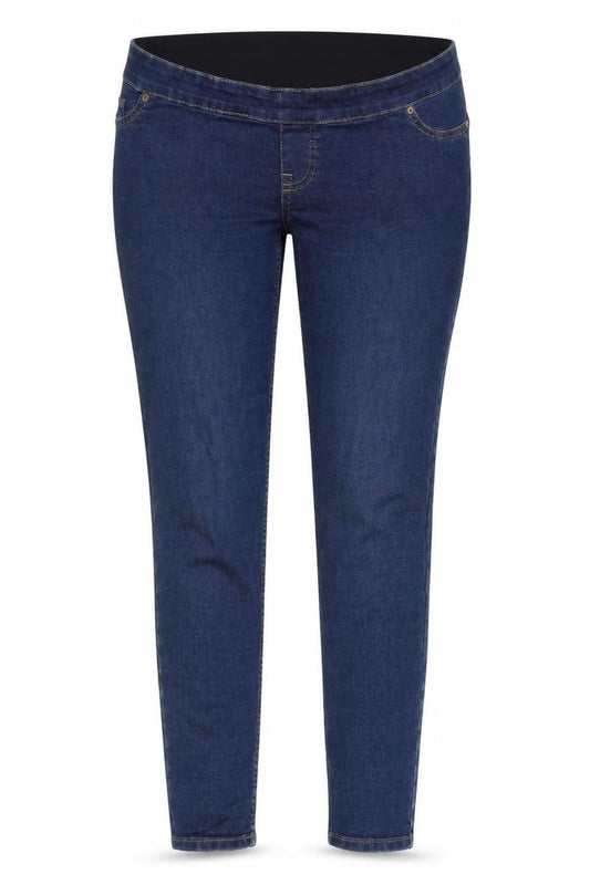 Front view of New Look Women Blue, size 10, Maternity Lift & Shape Jegging Jeans