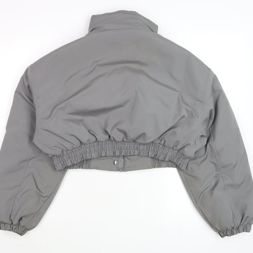 Dazy Women's Grey Cropped Puffer Jacket Size M Elastic Waist