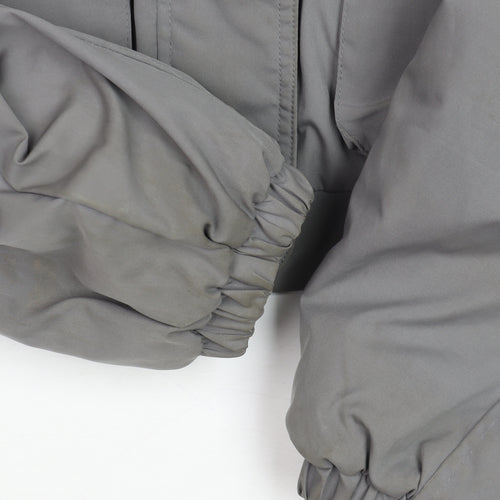 Dazy Women's Grey Cropped Puffer Jacket Size M Elastic Waist