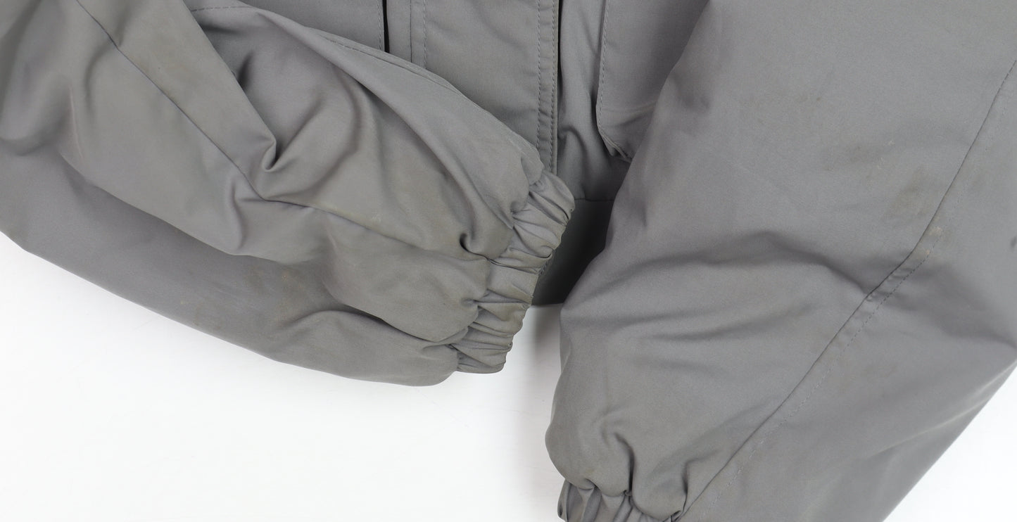 Dazy Women's Grey Cropped Puffer Jacket Size M Elastic Waist