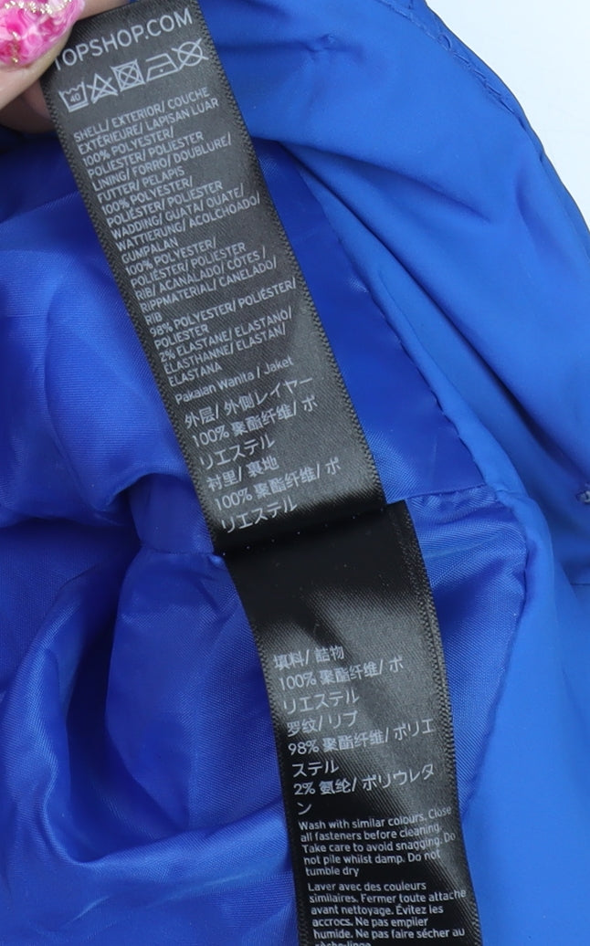 Topshop Women's Blue Puffer Jacket Size 14 Polyester Winter Coat