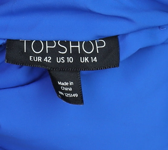 Topshop Women's Blue Puffer Jacket Size 14 Polyester Winter Coat