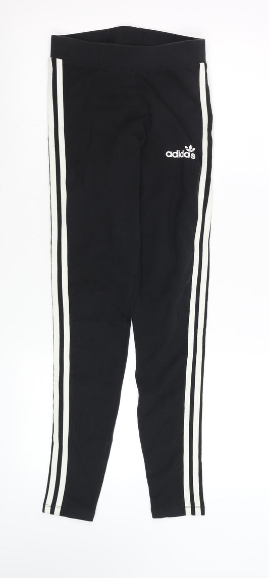 Adidas Womens Black Size 8 Slim Fit 3-Stripes Leggings